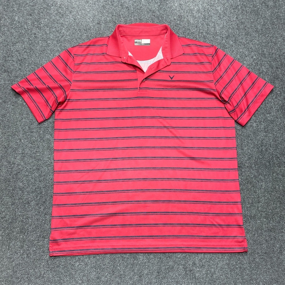 Callaway Polo Shirt Mens Large Pink Stripedโ Golf Performance Stretch